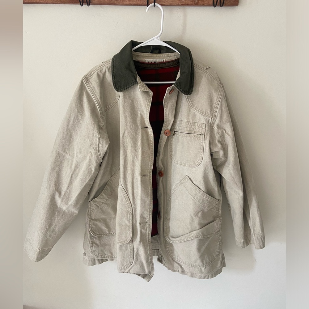 Vintage Lands End Canvas Jacket with removable Flannel liner